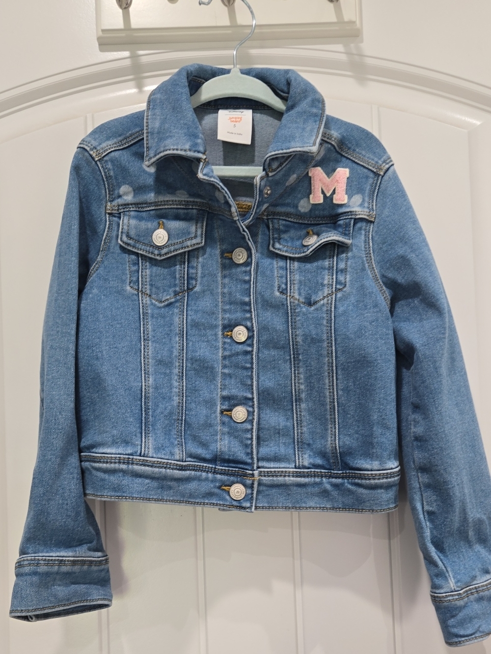Disney Minnie Mouse Light Blue Denim Jacket with Pink 'M' Patch